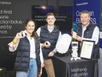 The Ruminant Biotech team were, from left, head of research studies Kirsty Bardoul, senior business development manager Ian South and head of intellectual assets and strategic partnerships George Reeves at Fieldays.