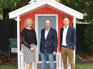Ronald McDonald House South Island chief executive Mandy Kennedy with Alliance chief executive David Surveyor and Alliance general manager people and safety Chris Selbie.