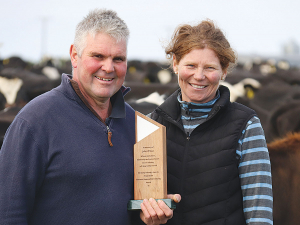 Damian and Jane Roper were recently awarded the Fonterra Responsible Dairy Award and picked up the John Wilson Memorial Trophy.