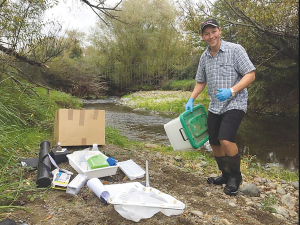 Robert Barry monitors his local stream using water testing kits funded by Fonterra.