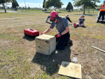 George Dodson finishing his letterbox in one of the head-to-head challenges.