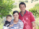 Central Hawkes Bay farmer Sam Clark, his wife Gudrun (‘Cookie’) and baby Archie.
