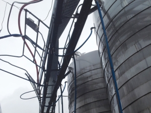 An example of the damage caused to tanks and catwalks during the 2013 Seddon earthquakes that rocked Marlborough.