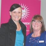 DWN chair Michelle Wilson (right) hands over to Justine Kidd (left).