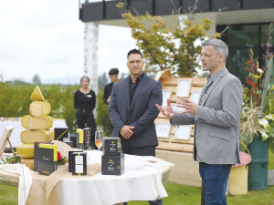Miel Meyer and Zealong Tea Estate general manager Sen Kong at the cheese launch.