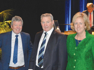 A lot of work to do: Fonterra chairman John Monaghan flanked by re-elected directors Donna Smit and Andy Macfarlane following the co-op’s annual meeting earlier this month.