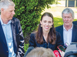 Primary Sector Council chair Lain Jager, Prime Minister Jacinda Ardern and Agriculture Minister Damien O’Connor front the media following the launch of the Primary Sector Council’s ‘Fit for a Better World’ vision, at Lincoln University late last year. Photo: Rural News Group.