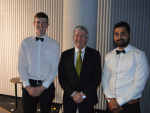 Ag Minister Damien O&#039;Connor flanked by Farm Manager of the Year Jaspal Singh (right) and Trainee of the Year Peter O&#039;Connor.