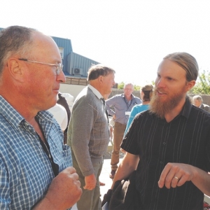 Northland farmer Laurie Copland and AgResearch’s Grant Rennie.