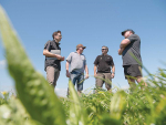 DairyNZ catchment leader Adam Duker and local dairy farmers Mark Diamond, Blair Castles and Brad McNaughton.