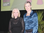 Businesswoman Diane Foreman (left) with DWN chair Justine Kidd at the conference.