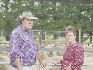 Matt and Tracey Jones with their milking flock on their farm at Kirwee, in Canterbury.