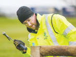 Milton sheep and beef farmer and eventual winner Nigel Woodhead competes in a practical section of the FMG Young Farmer of the Year 2017 at Massey University, Palmerston North. 