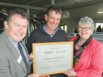 Palmerston North mayor Grant Smith, James Stewart and Manawatu District mayor Margaret Kouvelis at the opening of the new milking shed.