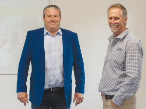 Agri Training founder Matt Jones, left, and general manager Greg Barnaby in a classroom of their training centre, which is being established in the former Winchmore Research Station near Ashburton. Photo: Rural News Group.