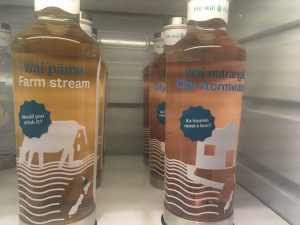 The bottles of water displayed at Te Papa.