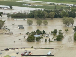 Wairoa Showgrounds, where the Expo was set to be held, is flooded in the wake of Cyclone Gabrielle.