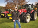 Hawke’s Bay contractor Stu Mawley with his two 250hp Versatile tractors.