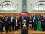 Finalists from Whakatōhea Mãori Trust Board and Wairarapa Moana ki Pouakani Incorporation with Minister Tama Potaka, Minister Todd McClay, Ahuwhenua Trophy Chair, Nukuhia Hadfield and Pou Tikanga Trevor Moeke. 