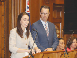 Prime Minister Jacinda Ardern and DairyNZ chief executive Tim Mackle at last week’s announcement in Wellington.