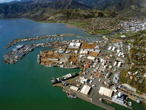 A birds eye view of the Port of Nelson.