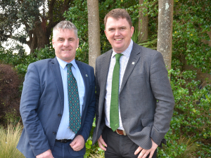 Newly elected Federated Farmers Vice-President Colin Hurst, left, and President, Wayne Langford.