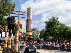Competitors in the 2024 STIHL Timbersports NZ Men&#039;s Championship.