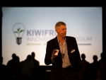 Zespri chief executive Lain Jager speaking at the 2015 Kiwifruit Innovation Symposium in Mount Maunganui today. Photo by Jamie Troughton/Dscribe Media Services.