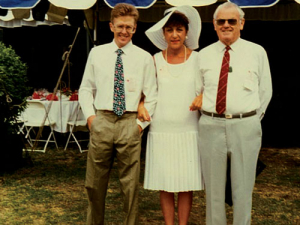 The entire staff of the Wine Institute of NZ in 1990, Philip Gregan, Lorraine Rudelj and Terry Dunleavy.
