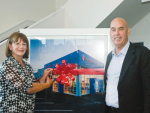 Power Farming managing director Geoff Maber and wife Linda cut the ribbon at the opening.