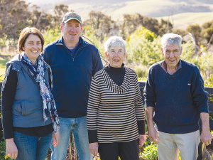 Sandra (middle) and David (right) Innes who have made a flying start to their farm succession plan are pictured with daughter Rachael (left) and husband Glen.