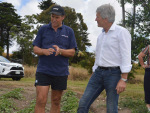 Ag Minister Damien O&#039;Connor recently visiting Andre de Bruin&#039;s kumara farm in Dargaville.