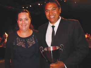 Winners are grinners: Maatutaera Akonga with wife Margaret, is the inaugural winner of the Ahuwhenua Young Maori Grower Award.