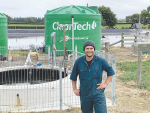 Joel Riwhi, farm manager at the LIC Innovation Farm, Rukuhia, with the farm&#039;s ClearTech installation.