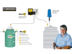 Inflex chief executive Mark Bell Booth (inset) says his company has relased a two-part solution to solve the problem of poorly mixed dry mineral dosing into stock drinking water.