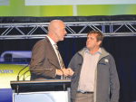 Fonterra chief executive Theo Spierings and Whakatane farmer Gerald van Beek at this month’s annual meeting.