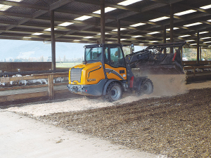 The Giant 5000 Tele is a compact wheeled loader with a telescopic boom.