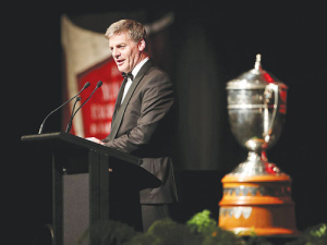 PM Bill English speaking at the Ahuwhenua Awards dinner.