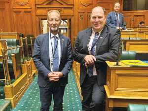 ACT MPs Andrew Hoggard and Mark Cameron wore gumboots to Parliament to highlight the role of farmers.