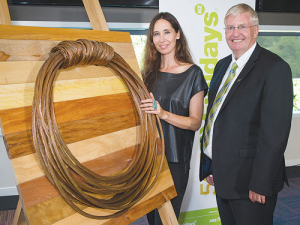 Designer Cherise Thomson and Fieldays chief executive Peter Nation at the launch.