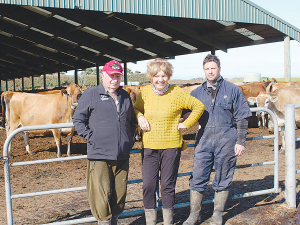 Paul &amp; Christine Frecklington with farm manager, Hayden Bishop.