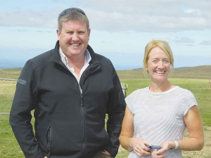 Former Ravensdown colleagues Jane Smith, of Newhaven Farms, and Justin Geary of NZ Farm Management, during the Action Group’s farm visit. 