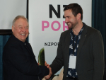Chris Trengrove (left) with NZPork chief executive Brent Kleiss.
