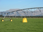 The HydroFix Irrigator Stabiliser System consists of a series of inflatable water tanks connected to a pulley and counterweight systems along the length of an irrigator.