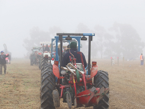 Ploughing in the mist