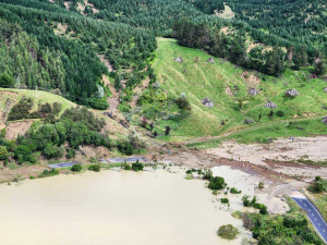 A damaged road in Hawke&#039;s Bay. Photo Credit New Zealand Defence Force.