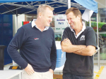 Richard Clarke, Power Farming Morrinsville (left) and Len Walling, owner Walling Contracting, Eureka at the Waikato Agri Hub Expo. Below left: The Waikato Agri Hub displayed latest technology that would have been on show at Mystery Creek.