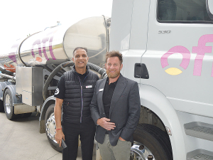 ofi managing director dairy Sandeep Jain and ofi NZ general manager milk supply Paul Johnson at the new plant in Tokoroa.