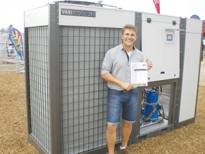 Coolserve general manager Allan Steele with the premier prize certificate.