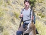 Hunter Jeremy Jones with a wallaby shot near the Studholme Hut in the Hunter Hills, South Canterbury, in 2015. Photo: Grant Morriss.